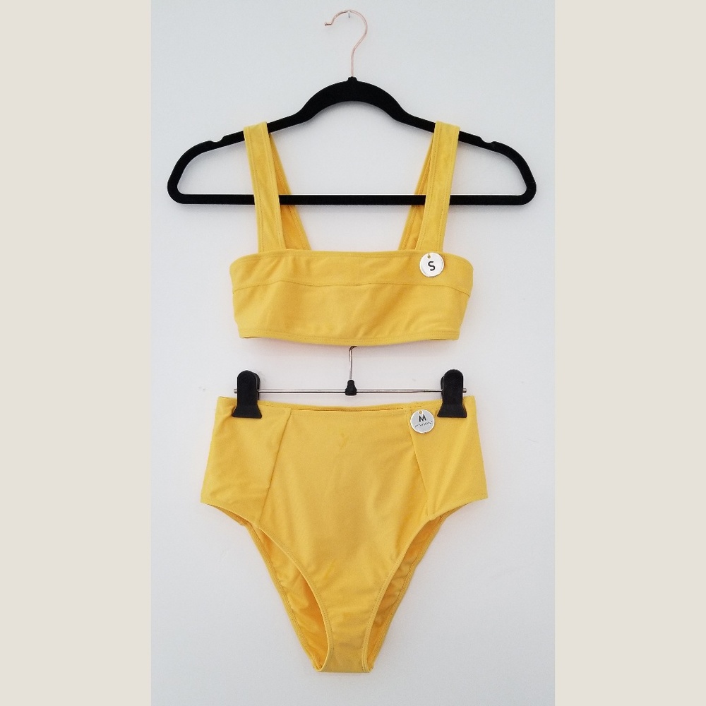Yellow Square Neck Bikini Top Swimwear